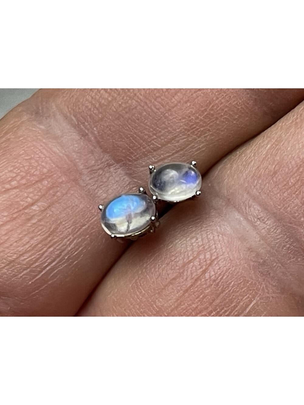 Rainbow moonstone dainty Stud earrings 925 sterling silver